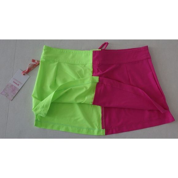 LoveShackFancy x Hurley Women's Sz M Neon Solid Blocked Boardie Swim Skirt $75 - Picture 4 of 10